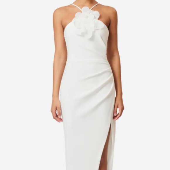 Janelle Floral Appliqué Halter Neck Cocktail Midi Dress - Picture 1 of 6